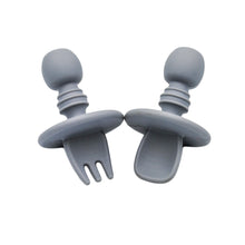 Load image into Gallery viewer, All Silicone Infant Spoon and Fork Set (With Guard)