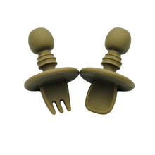 Load image into Gallery viewer, All Silicone Infant Spoon and Fork Set (With Guard)