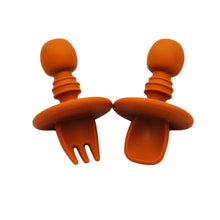 Load image into Gallery viewer, All Silicone Infant Spoon and Fork Set (With Guard)