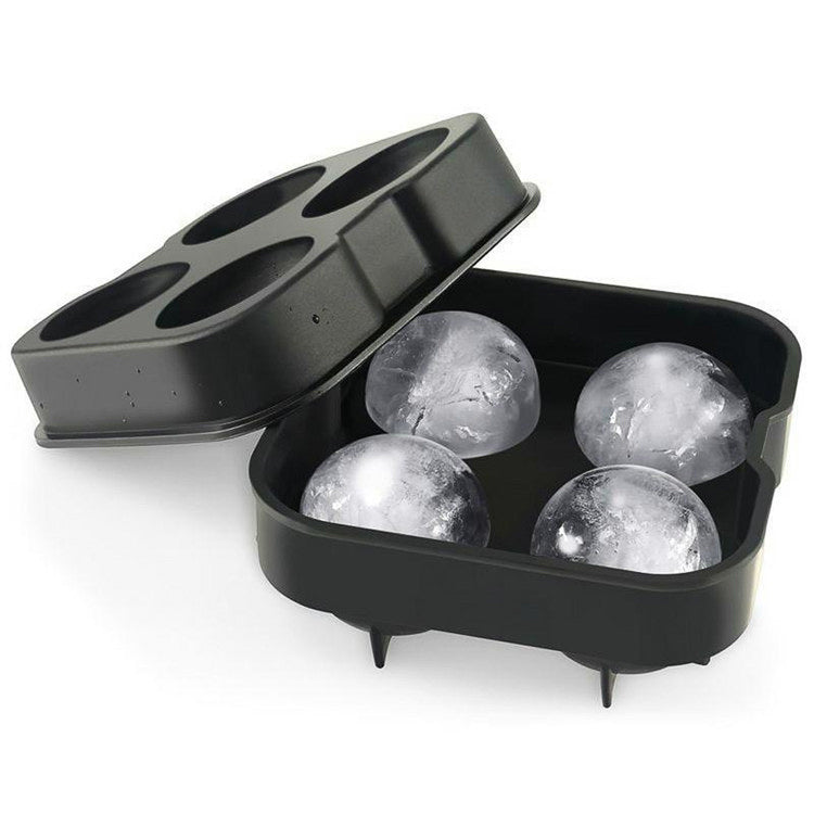 4-Cavity Silicone Ice Ball Tray (Black)