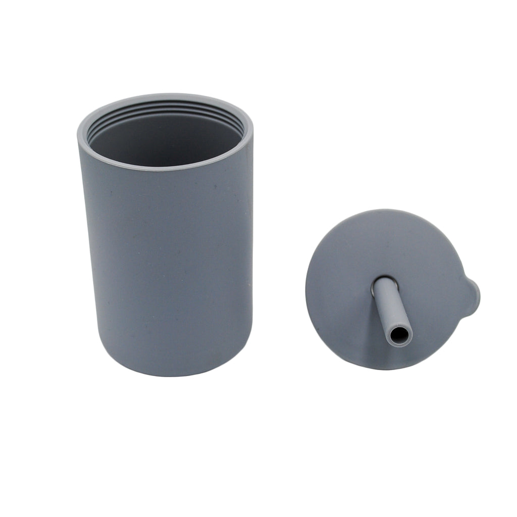 Silicone Toddler Drinking Cup with Straw and Lid.