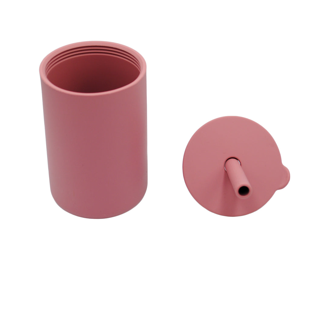 Silicone Toddler Drinking Cup with Straw and Lid.