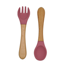 Load image into Gallery viewer, Silicone and Wood Spoon and Fork
