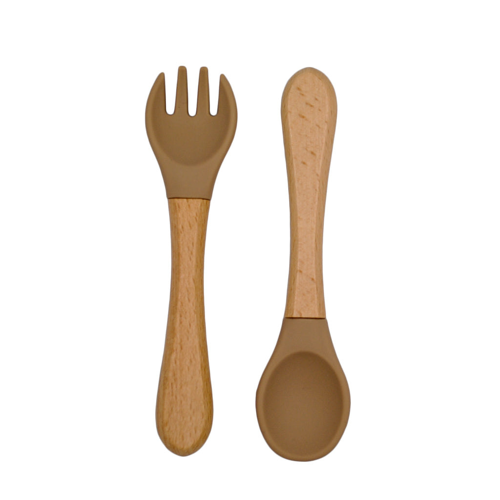 Silicone and Wood Spoon and Fork